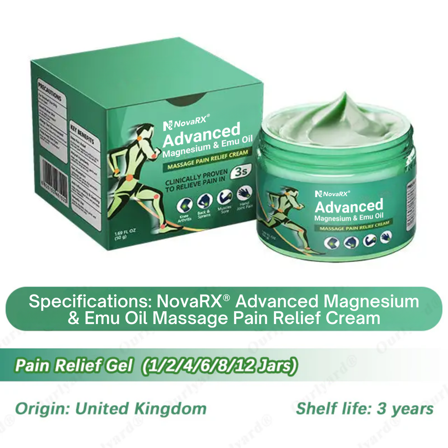 NovaRX® Advanced Magnesium & Emu Oil Massage Pain Relief Cream